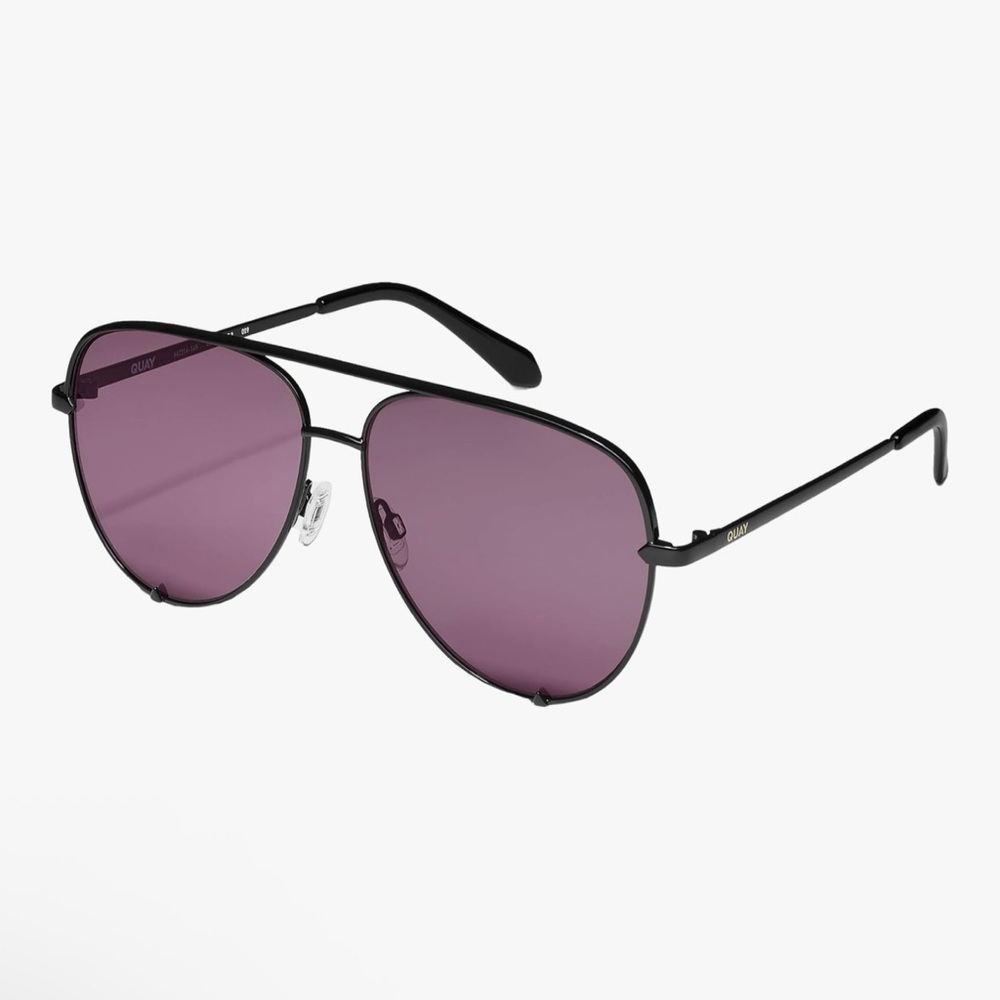 QUAY HIGH KEY EXTRA LARGE BLACK/AMETHYST AVIATORS Sunglasses - Picture 3 of 7
